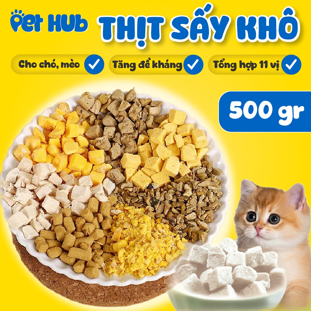 500g Thịt sấy khô cho chó mèo, Giảm rụng lông, Thức ăn cho chó mèo, Thức ăn sấy đông khô cho chó mèo