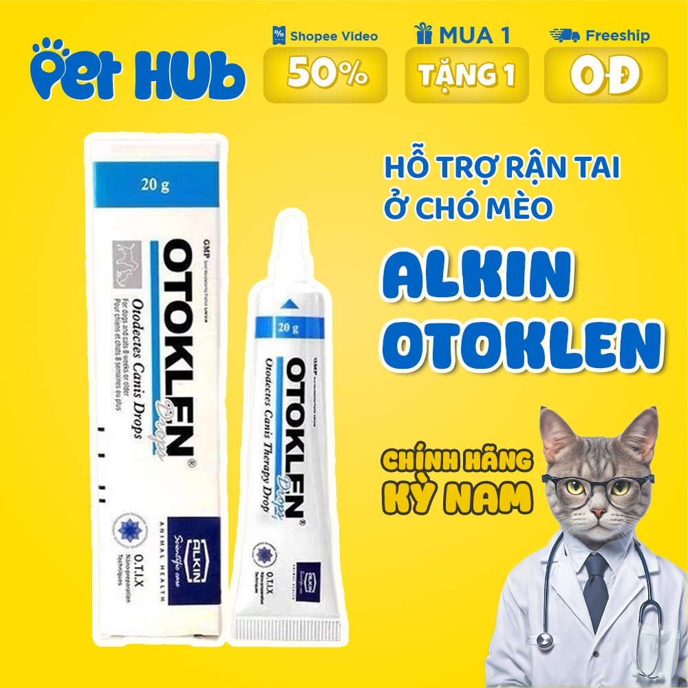 [Chính hãng Kỳ Nam] Chai Xịt Alkin OTOKLEN Hỗ Trợ Nấm Viêm Tai Chó Mèo Lọ 20ml