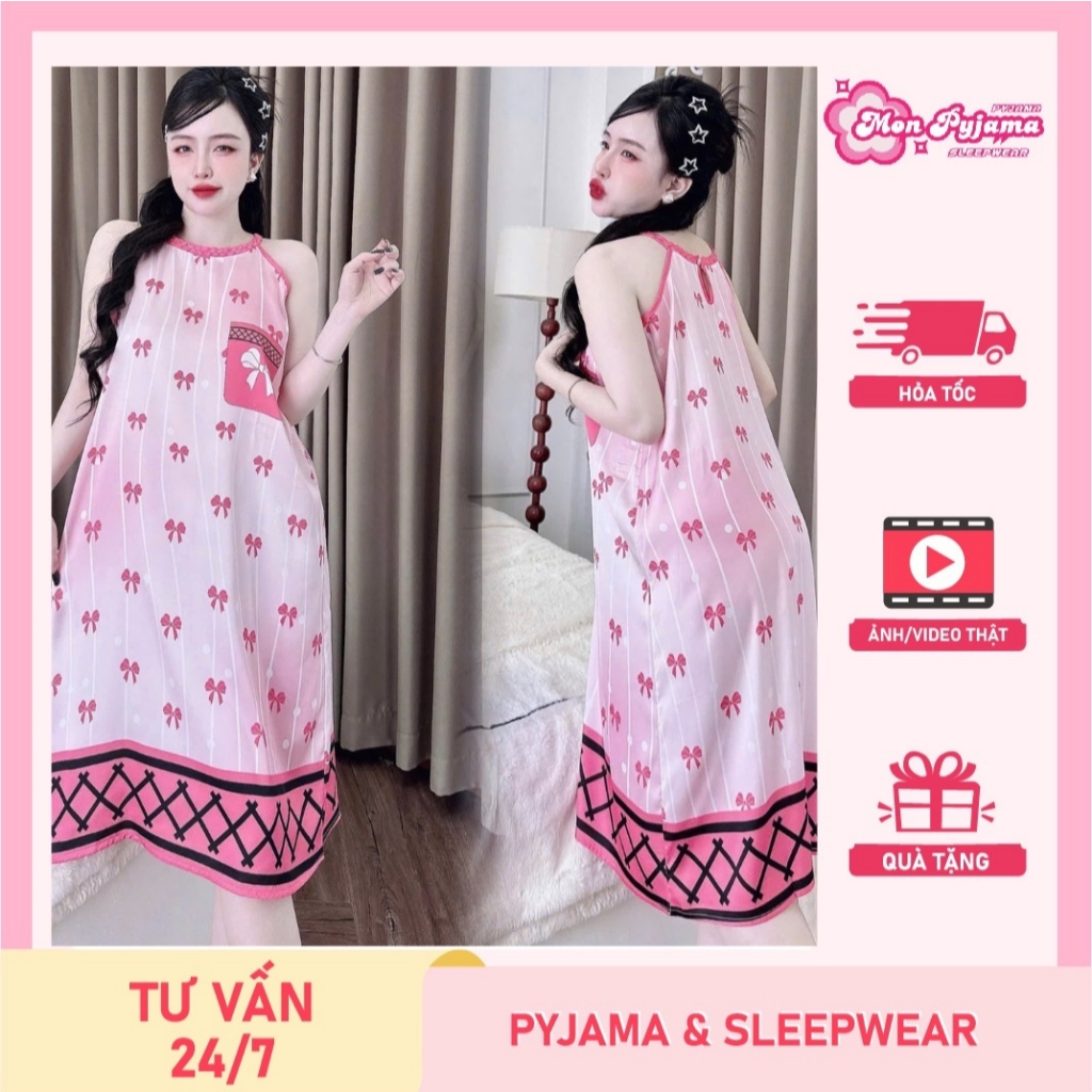 Đồ ngủ dễ thương,đầm lụa ngủ,váy ngủ đẹp,đồ ngủ lụa lạnh cao cấp dành cho nữ nhiều họa tiết cute[14]