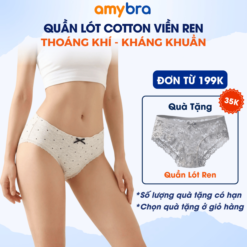 [ MẪU MỚI ] Quần Lót Cotton Cạp Nhún Co Giãn, Quần Chip Đáy May Kháng Khuẩn Thoáng Khí AMYBRA L1172