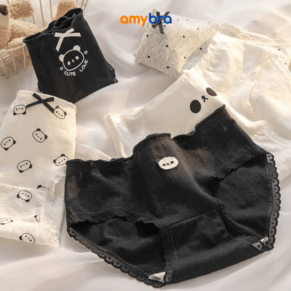 [ MẪU MỚI ] Combo Quần Lót Nữ Cotton Mềm Thoáng Khí, Quần Chip Cạp Vừa Phối Viền Ren AMYBRA L1172