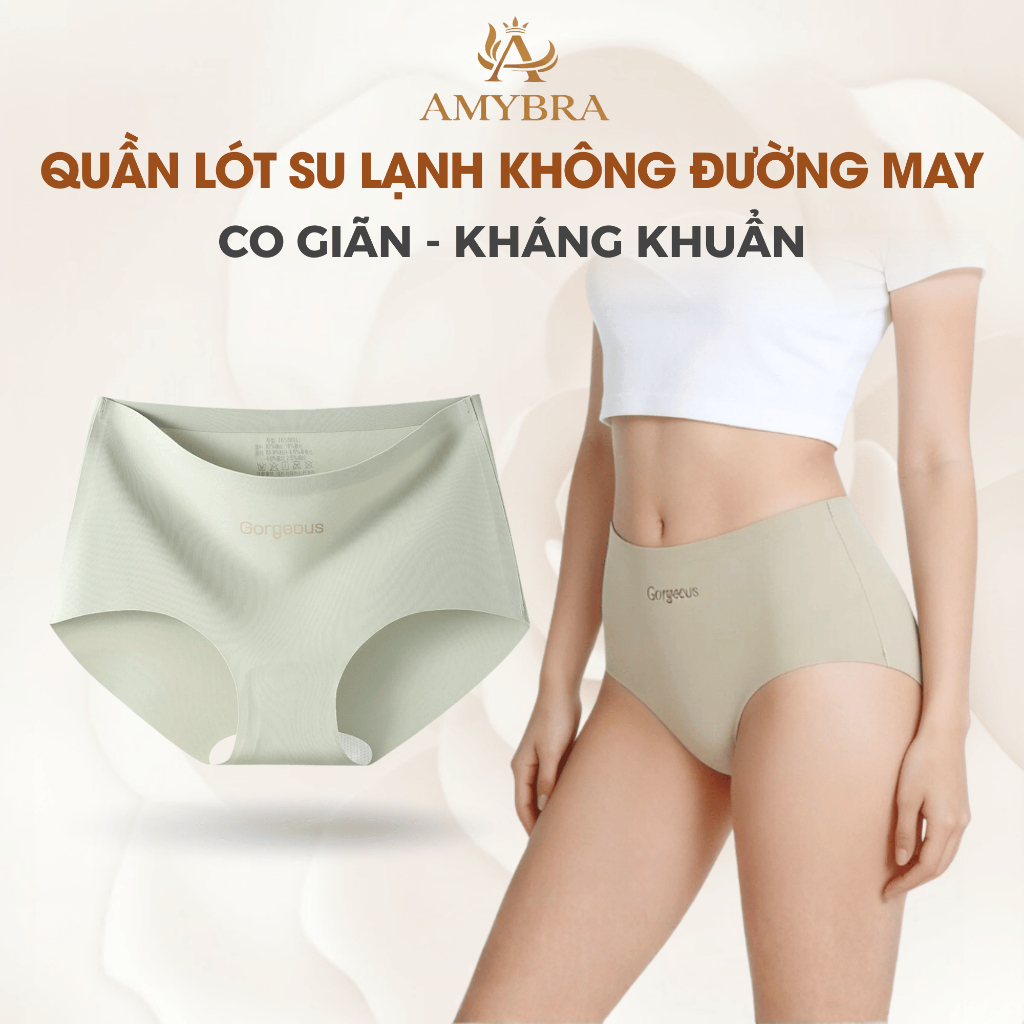 Quần Lót Nữ Su Lạnh Cạp Ép Không Viền May - Quần Chip Nữ Cao Cấp Đáy Có Lót Kháng Khuẩn AMYBRA L057