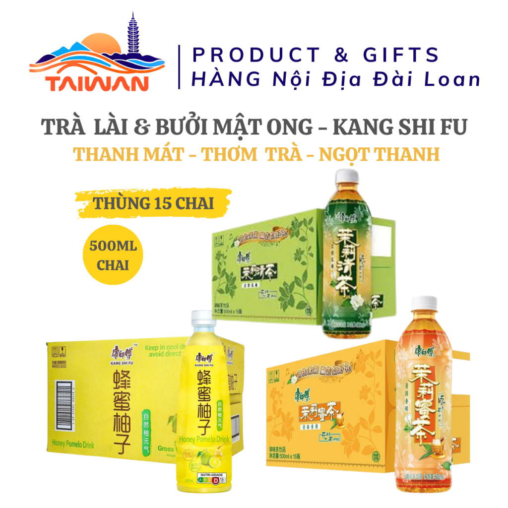 Thùng Trà hoa nhài, thanh trà các loại Kang Shi Fu 15chai