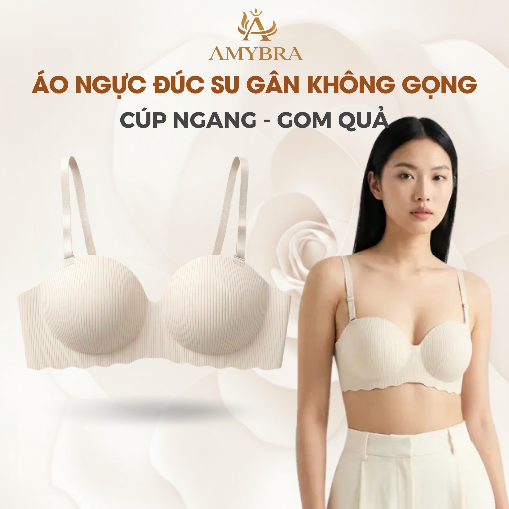 [ MẪU HOT 2026 ] Áo Ngực Nữ Không Gọng Đúc Su, Áo Lót Nữ Cup Ngang Mút Vừa Gom Quả AMYBRA A5277