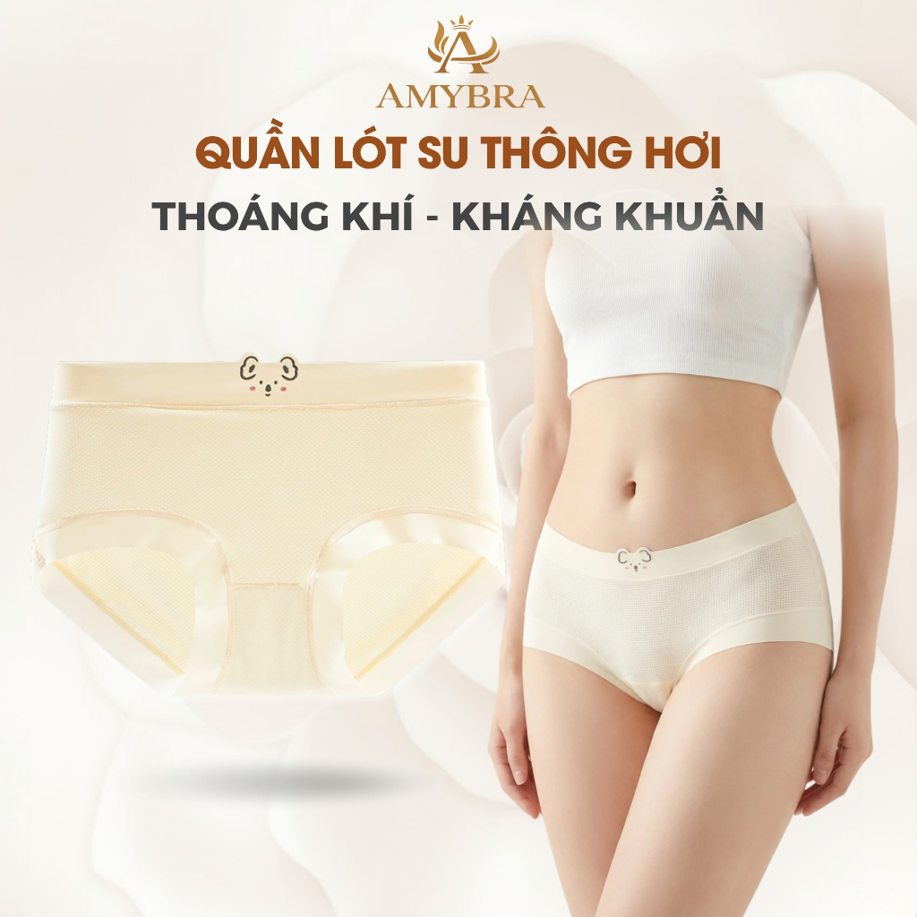 Quần Lót Nữ Đúc Su Mềm Mịn Có Lỗ thoáng Khí, Quần Chip Nữ Cạp Vừa Ôm Dáng Không Lộ Viền AMYBRA L718