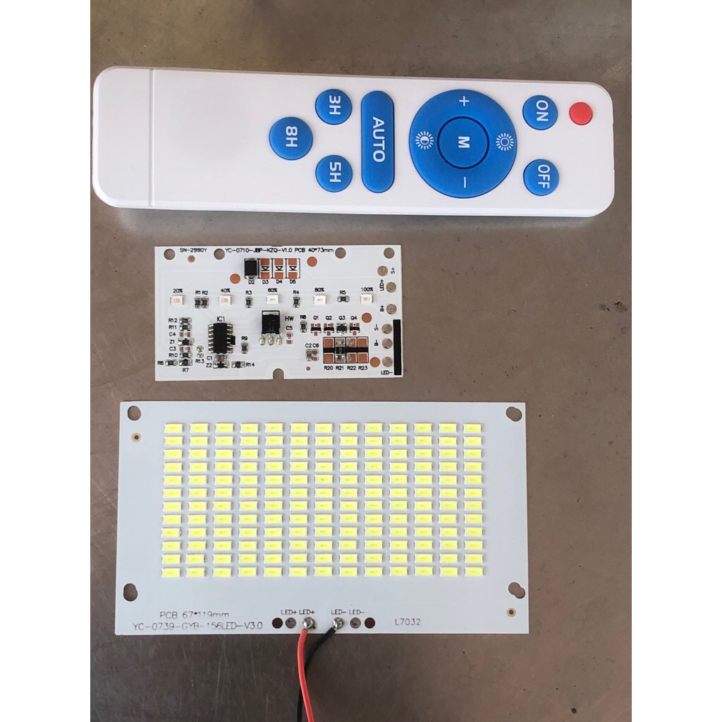 [156 leds] Mạch đèn năng lượng mặt trời có điều khiển remote từ xa, chỉnh độ sáng, tự động bật tắt