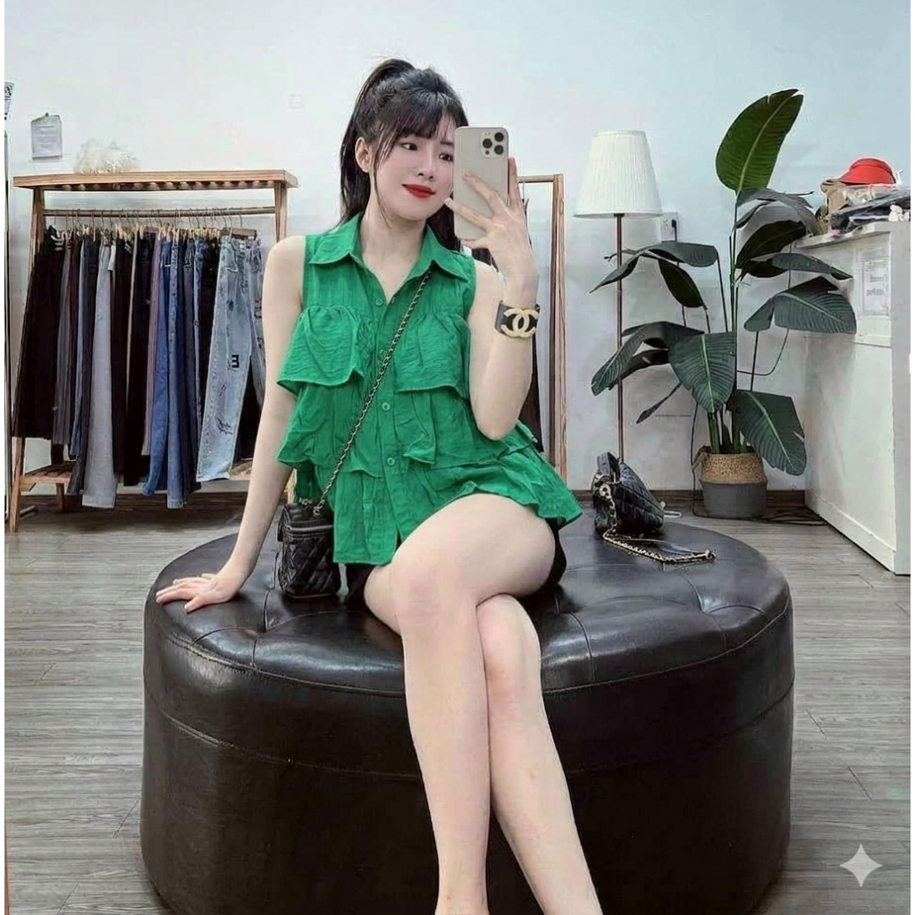 Áo nữ chất đũi sát nách nhiều tầng