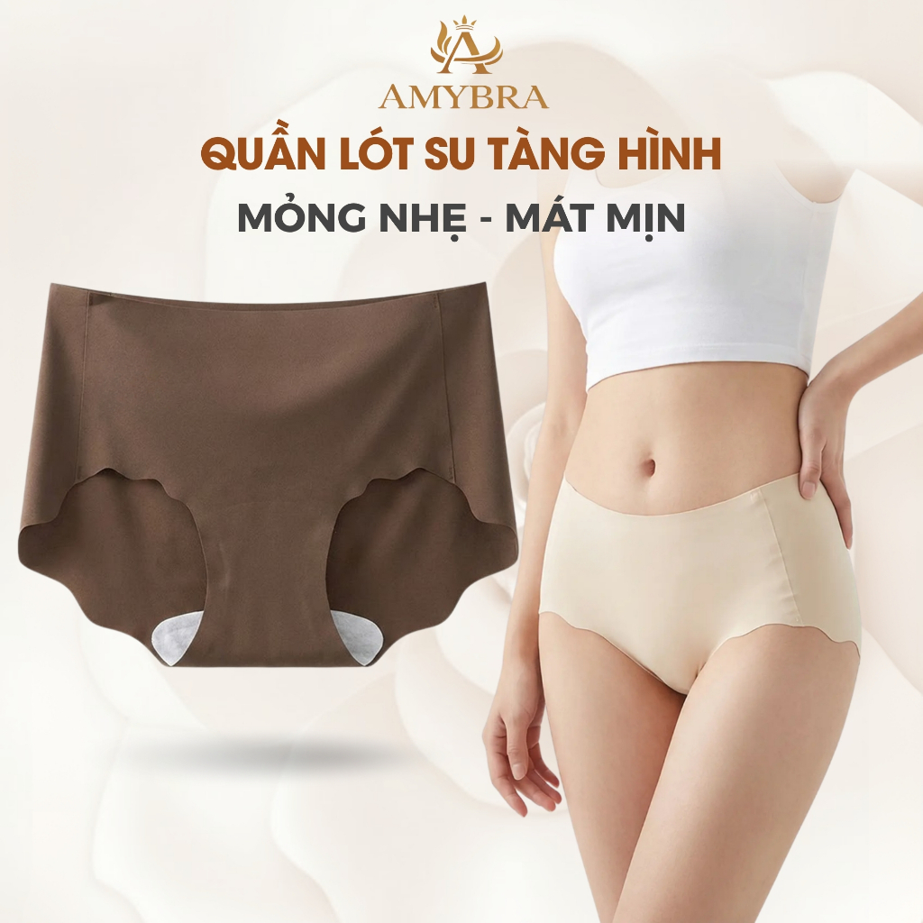 [ MẪU MỚI ] Quần Lót Nữ Đúc Su Viền Lượn Sóng Ôm Mông, Quần Chip Nữ Đáy Dán Kháng Khuẩn AMYBRA L074