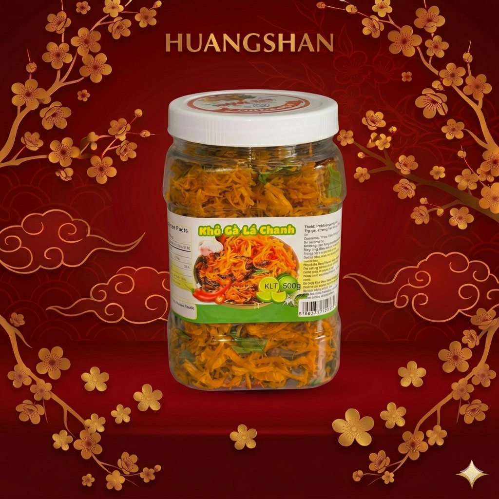500gram khô gà lá chanh 1 hũ cay vừa Ăn Vặt Snack - HuangShan