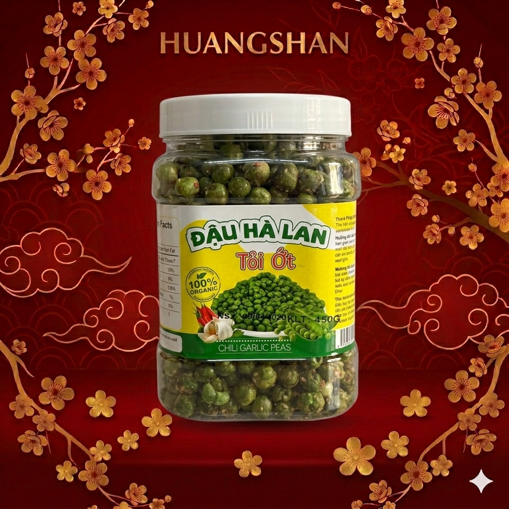 Hũ 450g Đậu Hà Lan Tỏi Ớt Giòn Ngon Đậm Vị - HuangShan