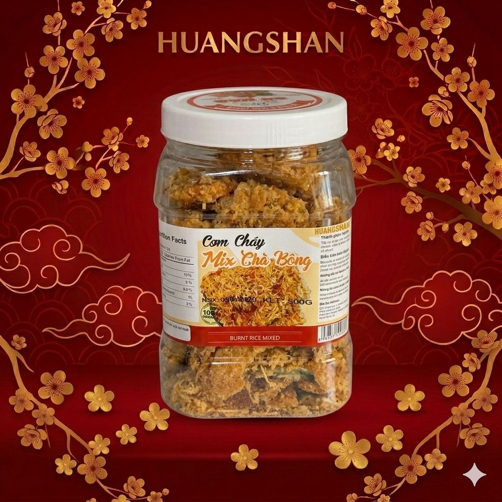 1 Hũ Cơm Cháy Mix Chà Bông 500gram (đậm vị chà bông) Snack - HuangShan