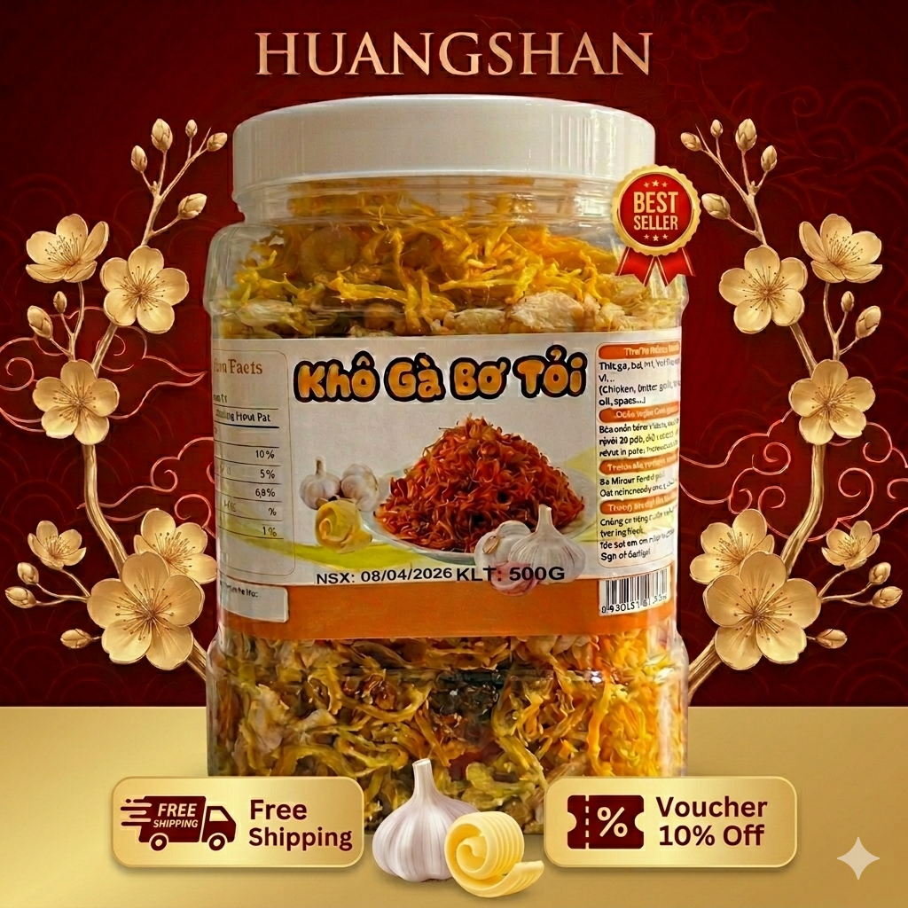 500g Khô Gà Bơ Tỏi Thơm Ngon Đậm Vị - HuangShan