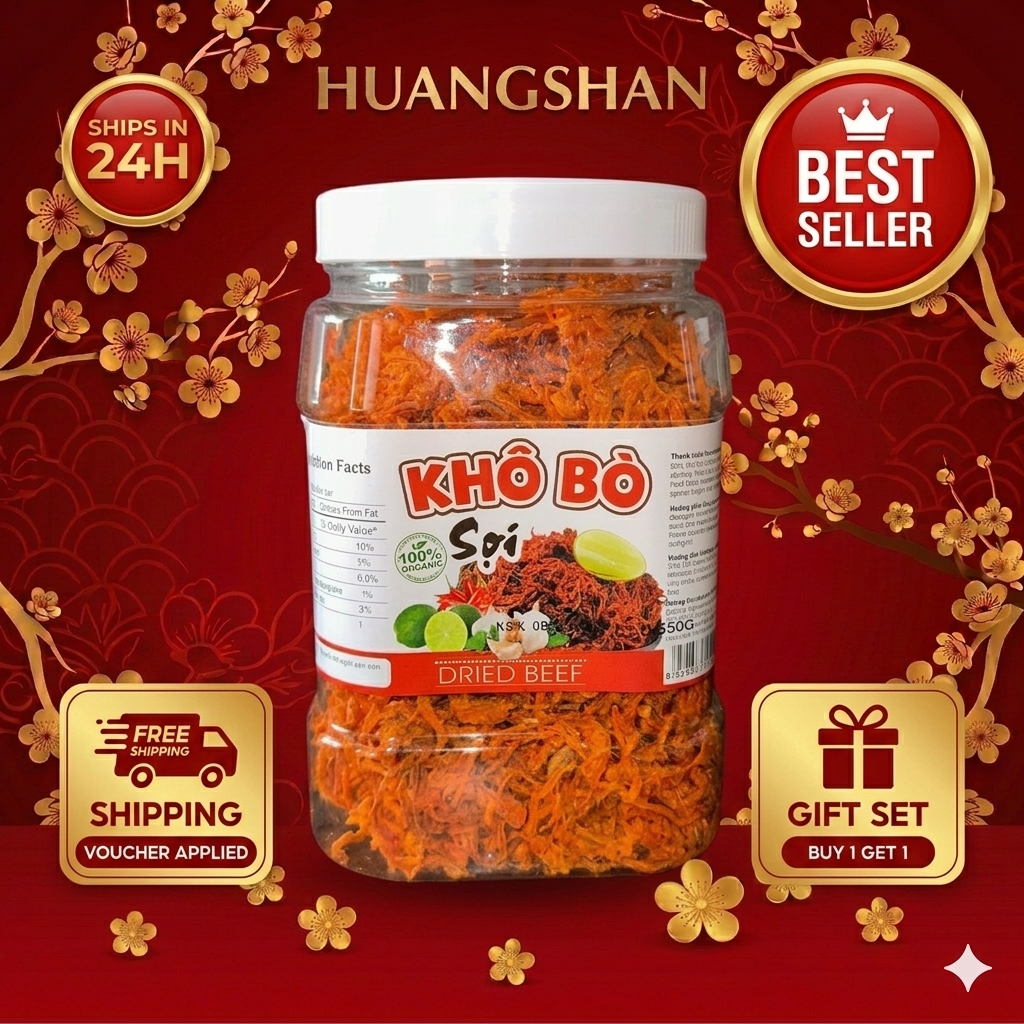 500g Khô Bò Sợi Thơm Ngon Đậm Vị - HuangShan