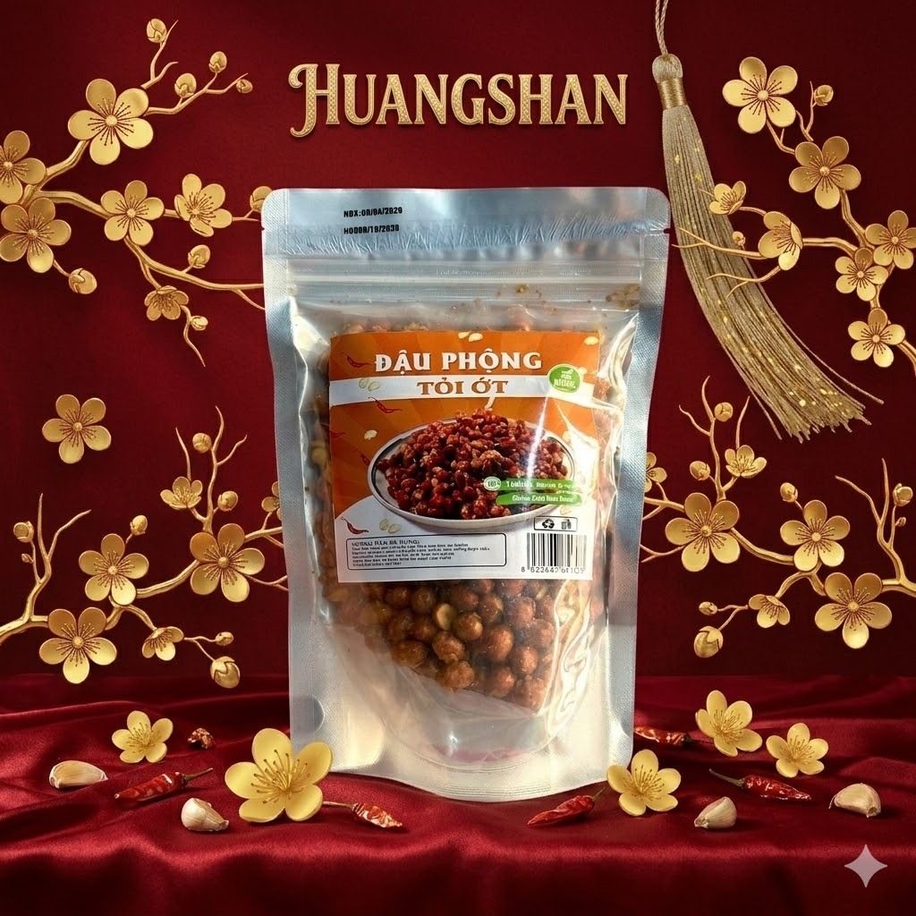 300g Đậu Phông Tỏi Ớt Thơm Ngon Đậm Vị Túi Zip - HuangShan