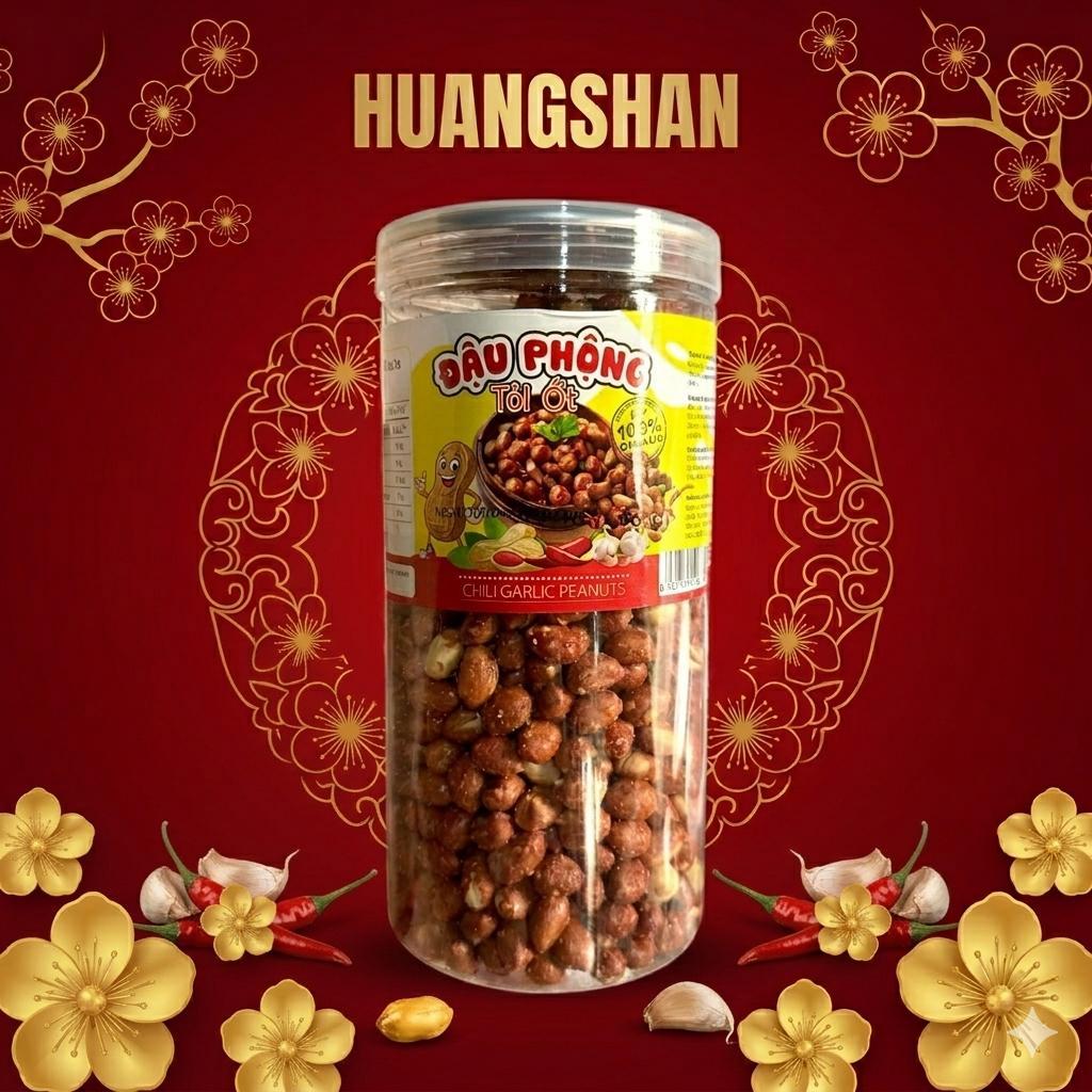 500g Đậu Phộng Tỏi Ớt Giòn Béo Thơm Ngon Đậm Vị - HuangShan