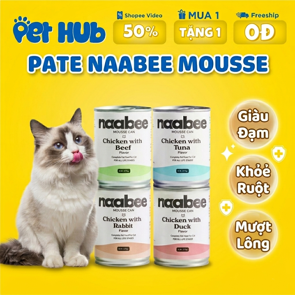 Pate Naabee Cho Mèo Dạng Mousse Nhiều Vị | Dạng Mousse & Gravy | Dễ Ăn, Dễ Tiêu Hóa - Pet Hub