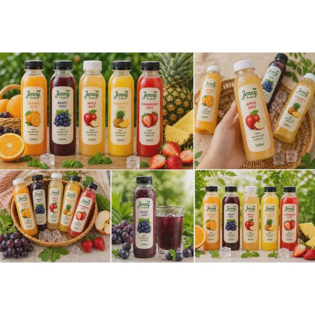 [ JENNY FRUIT ] [ HỎA TỐC ] NƯỚC ÉP TRÁI CÂY NGUYÊN CHẤT 330ML/1CHAI