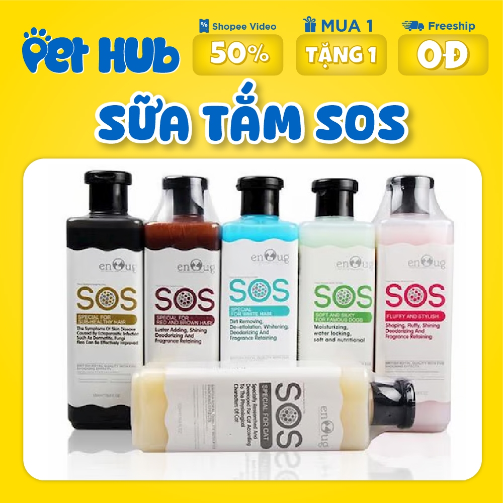 [CHÍNH HÃNG] Sữa Tắm SOS Cho Chó Mèo 530ml Gồm 5 Màu 5 Công Dụng, Mềm Lông, Khử Mùi