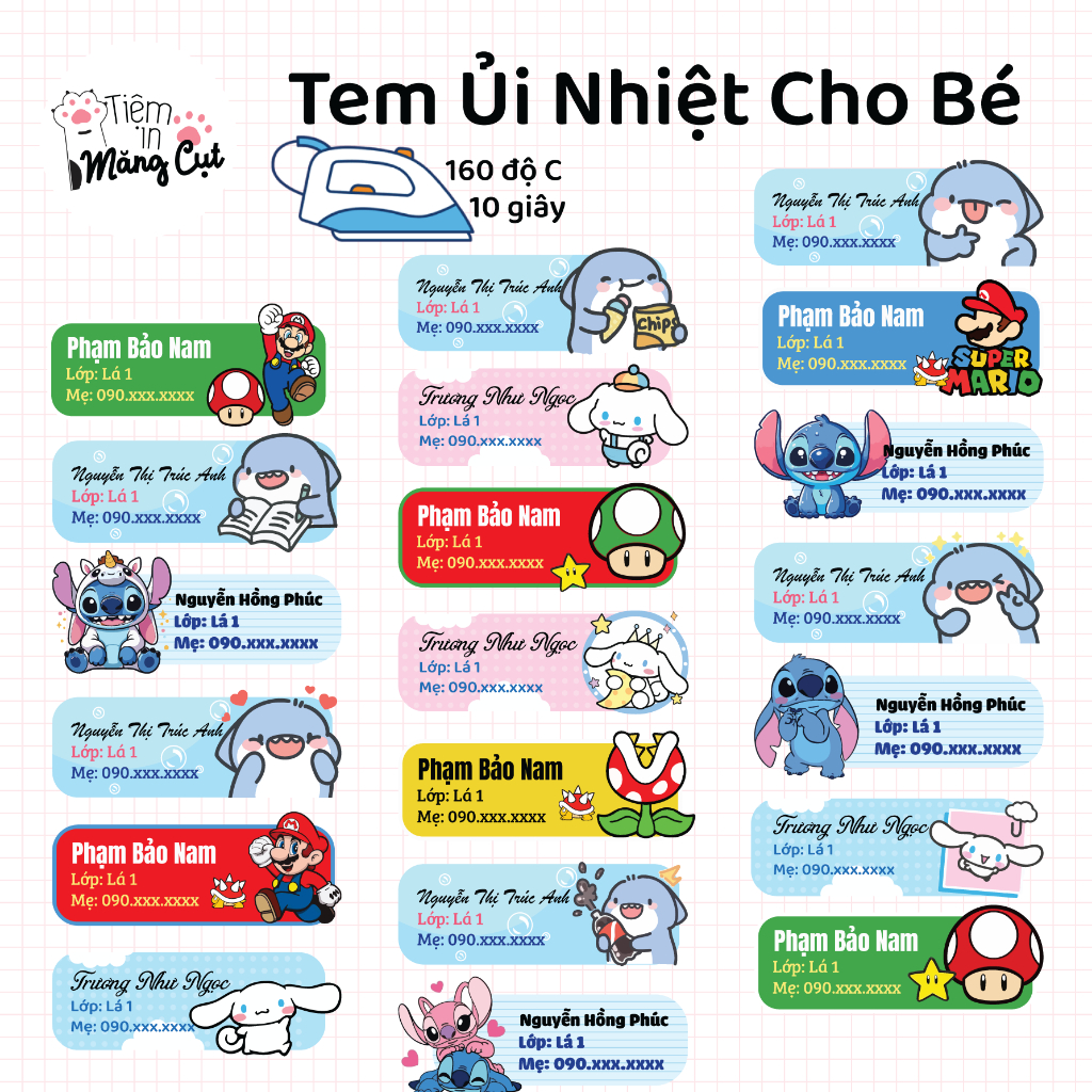 In Tem Ủi Quần Áo Cho Bé, In Theo Yêu Cầu 6,5cmx3cm