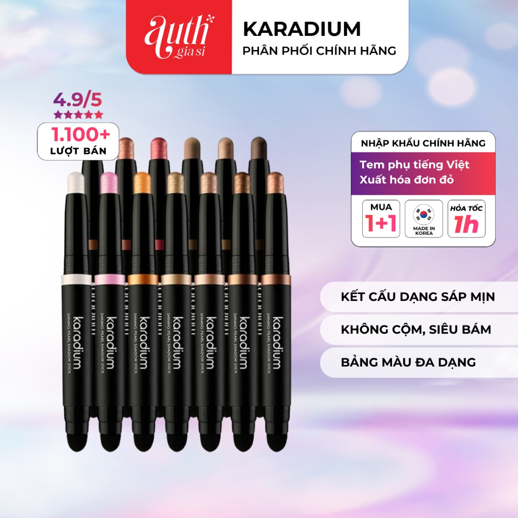 [CHÍNH HÃNG] Phấn mắt nhũ lấp lánh KARADIUM Shining Pearl Shadow Stick 2 đầu dạng thỏi vặn Siêu Xinh (Sale Date)