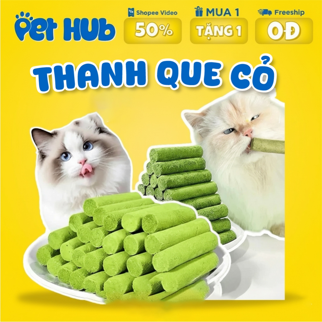 Thanh Cỏ, Đồ Ăn Khô Cho Mèo, Que Cỏ Mèo Giúp Tiêu Búi Lông, Sạch Răng, Bổ Sung Vitamin