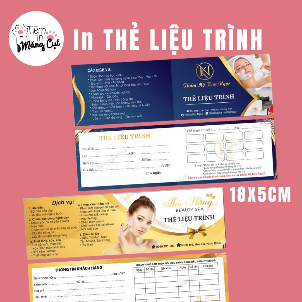 In Thẻ Liệu Trình Khách Hàng 18x5cm Theo Yêu Cầu