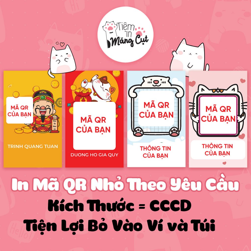 In Mã QR Nhỏ Mini 6x9cm và 7x10cm Theo Yêu Cầu Bỏ Vào Ví
