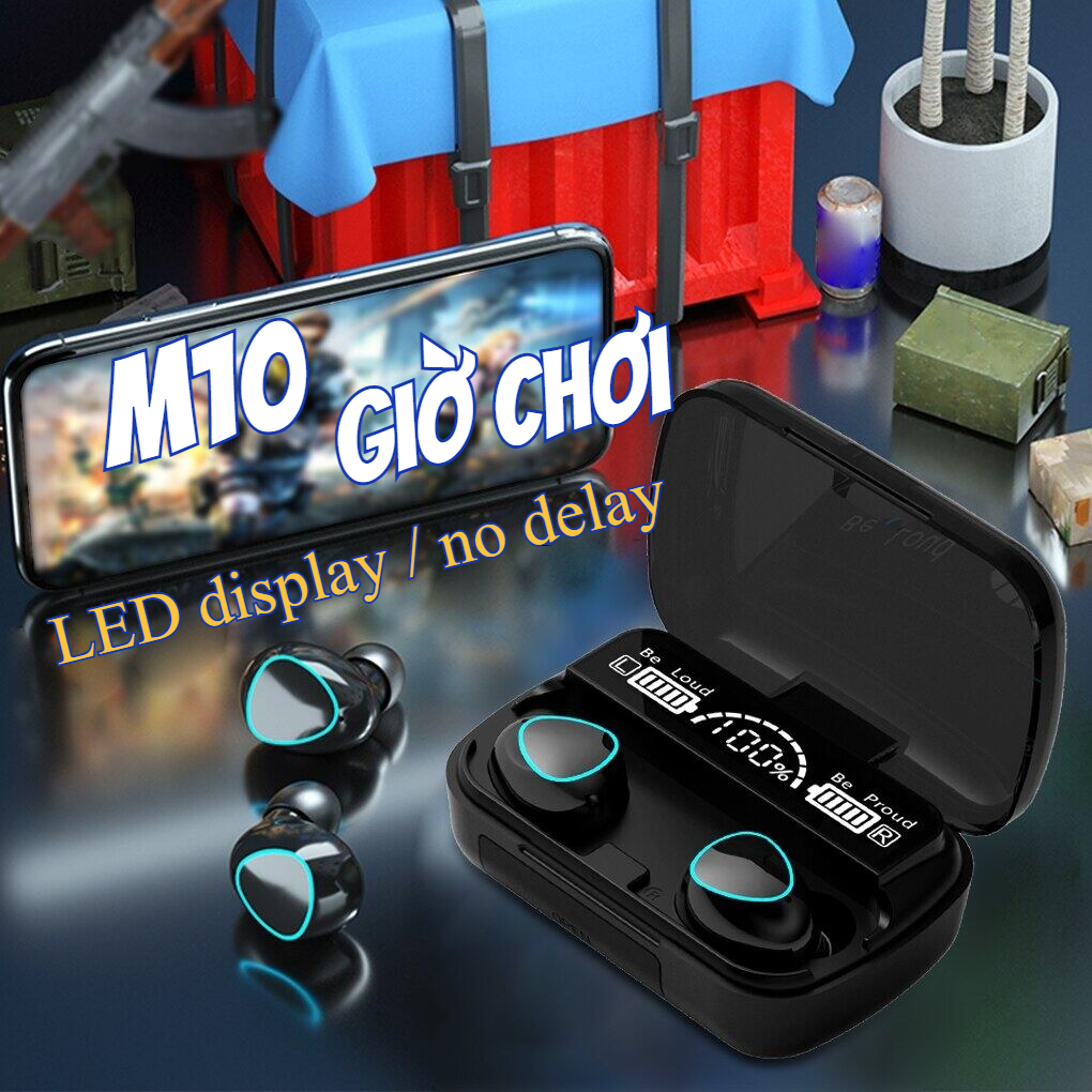 M10 TWS Tai Nghe Bluetooth Có Màn Hình LED Tai Nghe Chơi Game Chống Ồn Có Micro không chậm trễ