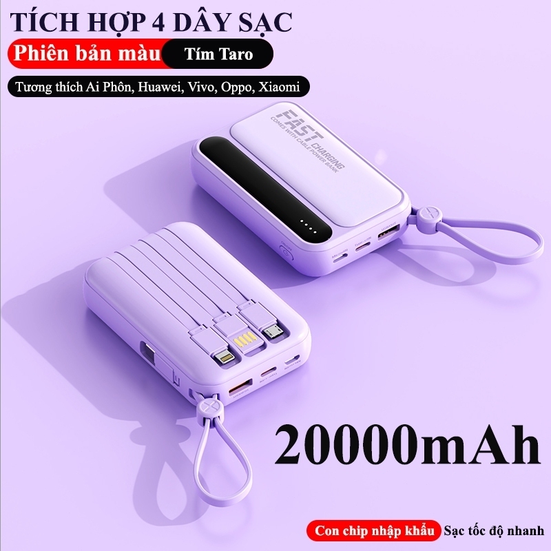 Pin dự phòng nâng cấp 20000mAh, dung lượng cao, sạc nhanh, thích hợp cho việc đi du lịch, công tác và sử dụng hàng ngày.