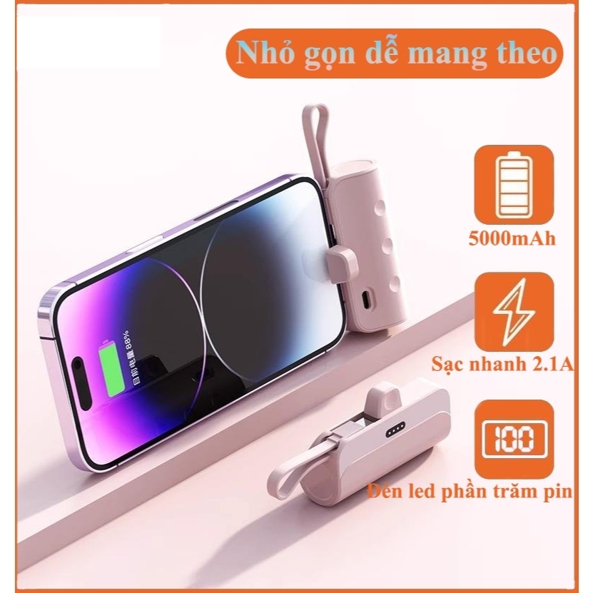 Pin dự phòng Mini 5000mAh: sang trọng, sạc nhanh, tương thích với mọi điện thoại và máy tính bảng.