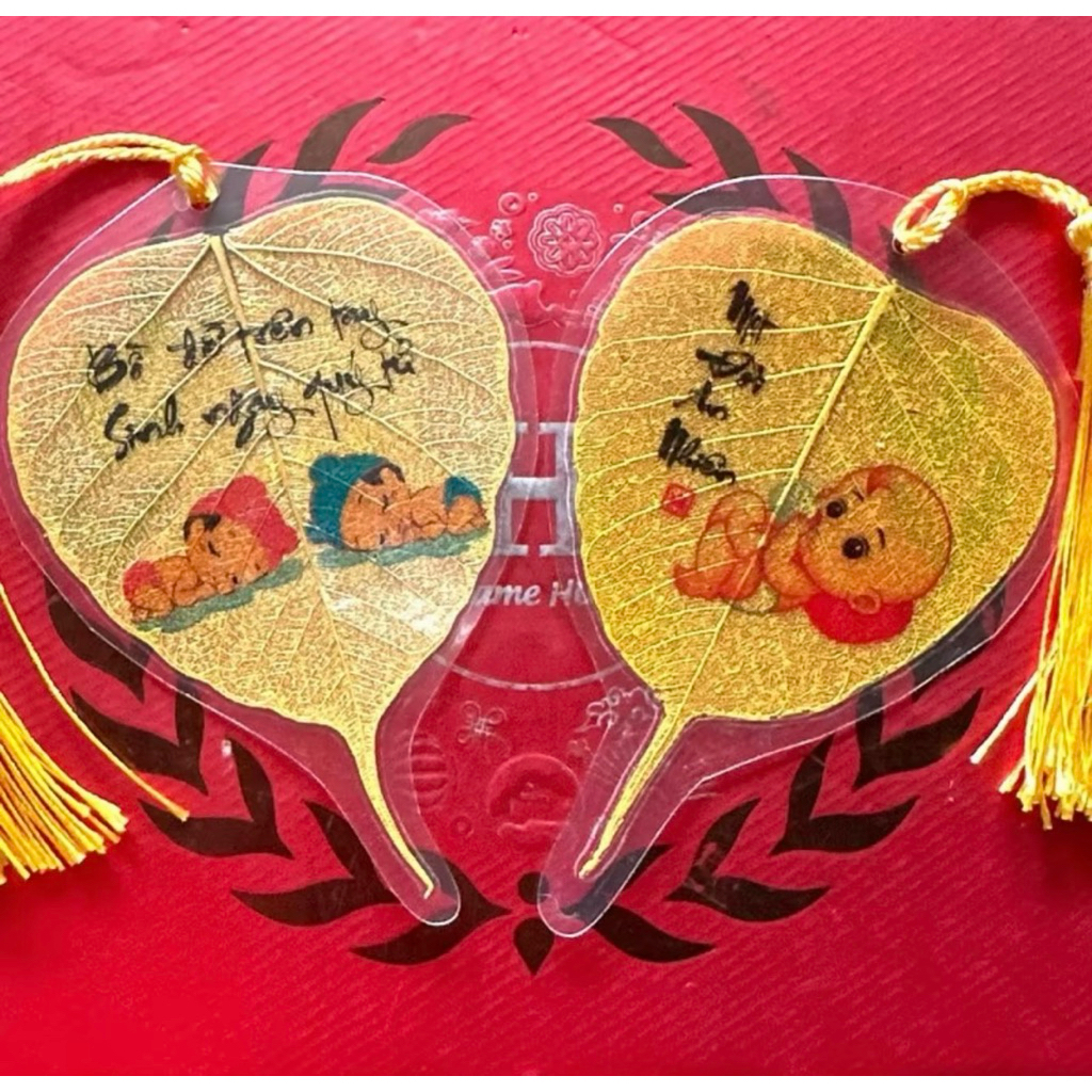 Lá Bồ Đề Cầu Con Như Ý chữ Thư pháp (Đã Xin Lộc)