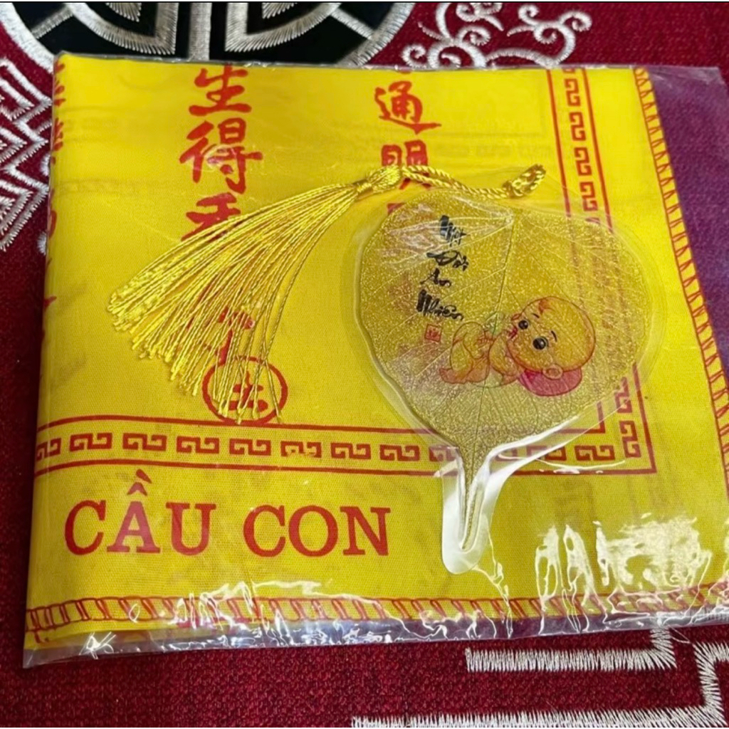 Lá Bồ Đề Cầu Con Như Ý chữ Thư pháp (Đã Xin Lộc)