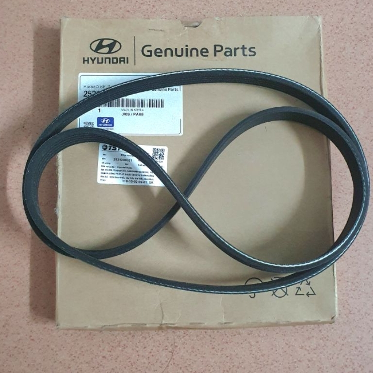 Dây curoa tổng xe Hyundai i10 (3 máy 1.0 đời 2014-2021). Hàng xịn Mobis. (25212 04021 - 5PK1247)