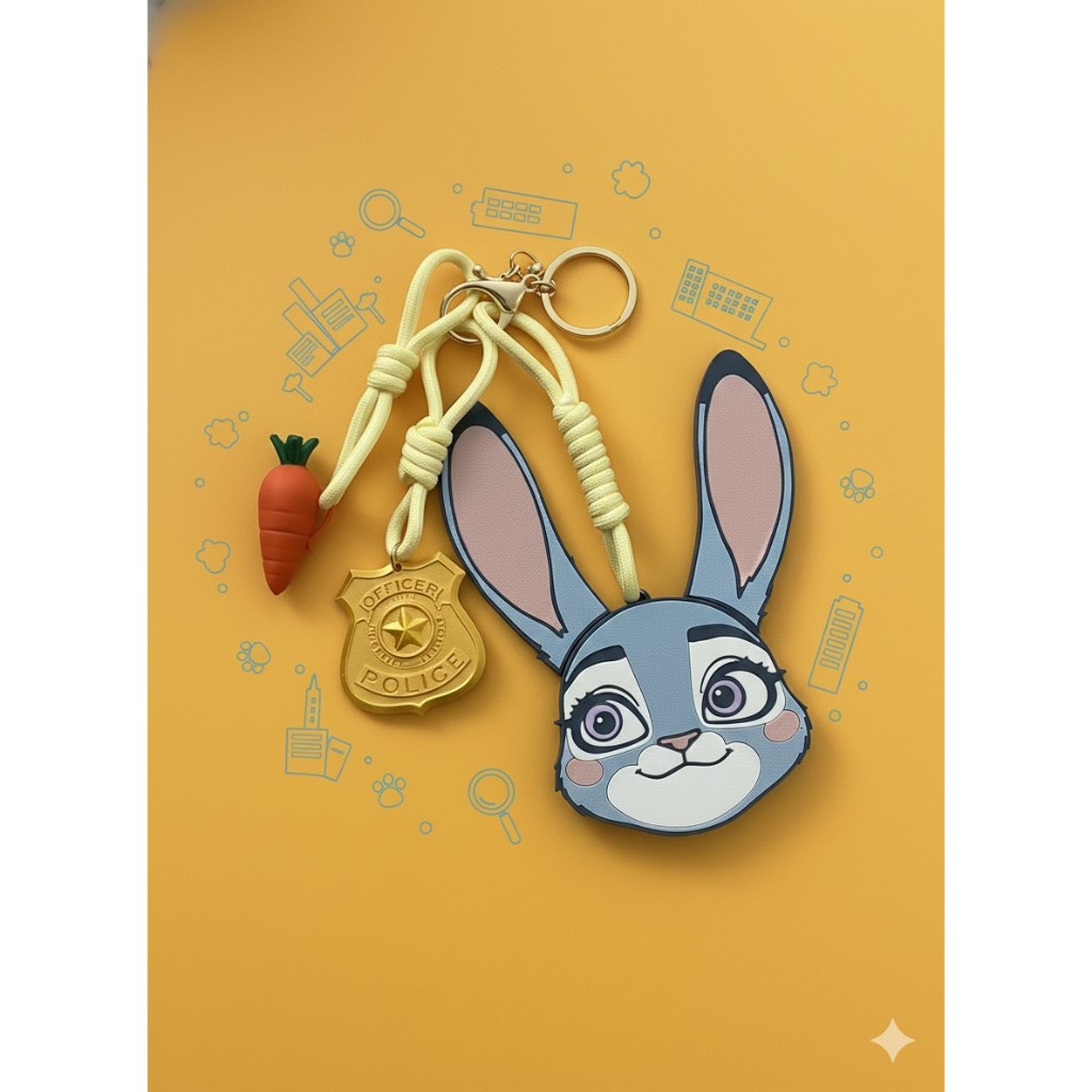 Móc chìa khóa Judy Hopps Zootopia Cute ngộ nghĩnh, tai bấm được