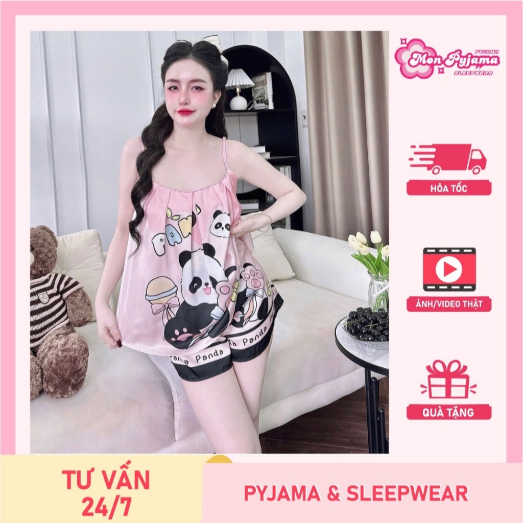 Đồ bộ ngủ dễ thương,bộ tiểu thư,đồ ngủ đẹp cho nữ,set đồ 2 dây thắt nơ lụa Latin mịn mát cute[16]