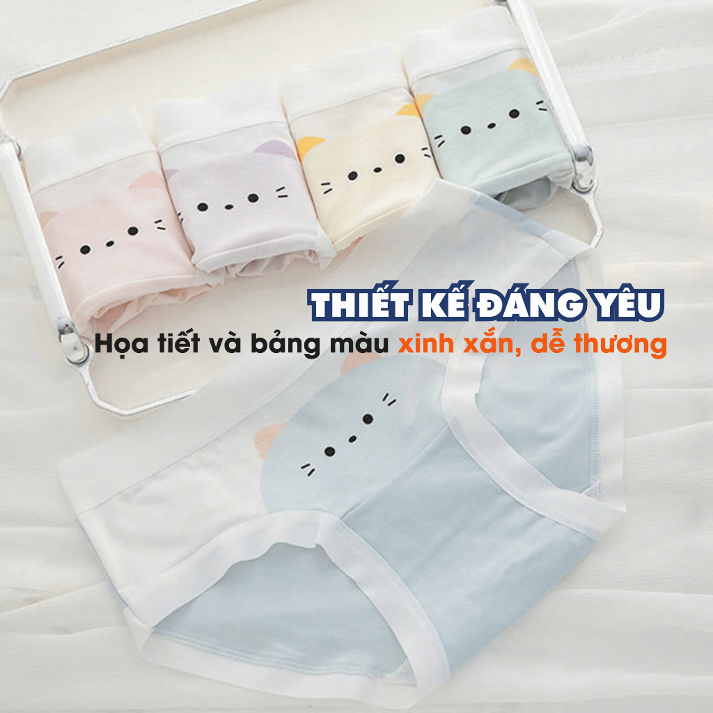 [ MẪU MỚI ] Quần Lót Nữ Cotton Viền Su Lụa Co Giãn Tốt, Quần Chip Dễ Thương Kháng Khuẩn AMYBRA L1164