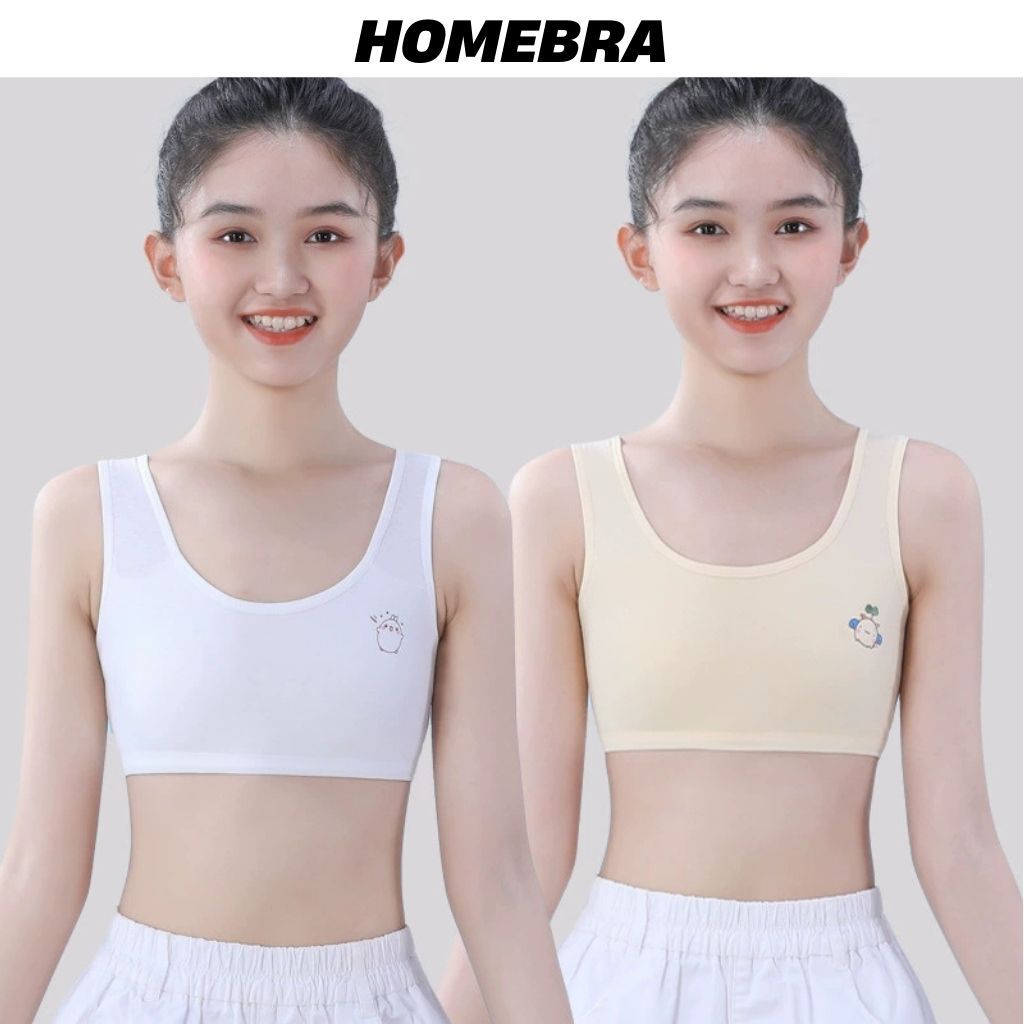 Áo Lá Học Sinh Bé Gái 2 Dây Bản To Chất Cotton - Áo Lót Nữ Học Sinh In Hình Họa Tiết HOMEBRA B341