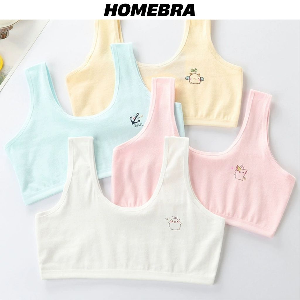 Áo lá bé gái học sinh cotton mềm mại thoáng khí co giãn tốt họa tiết in hình dễ thương HOMEBRA B341