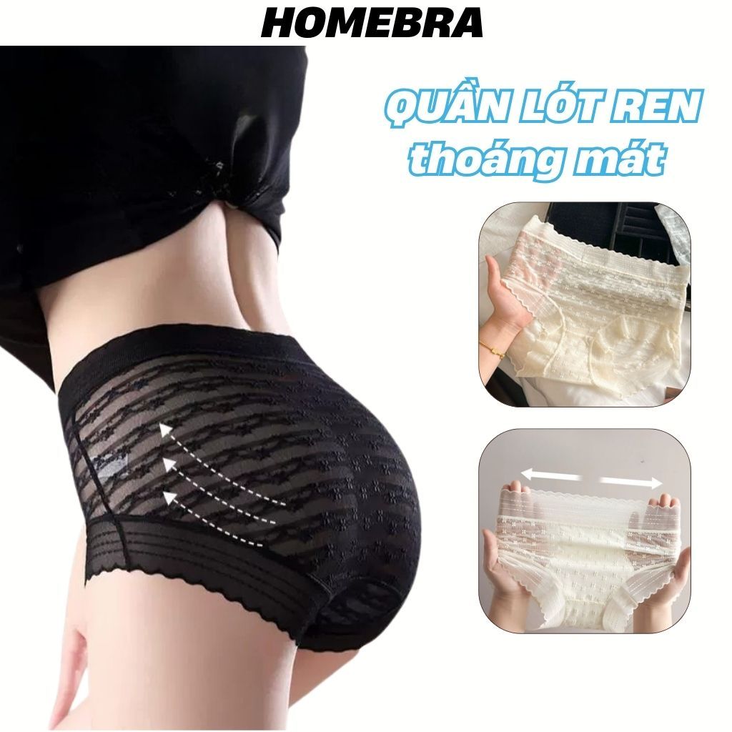 Quần lót nữ ren cao cấp xuyên thấu gợi cảm sexy, quần chip cạp cao đáy may cotton kháng khuẩn L5505