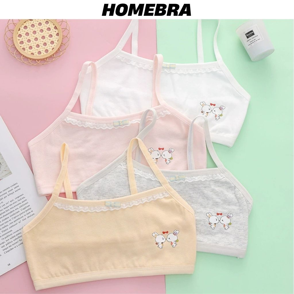 Áo lá bé gái tuổi dậy thì chất cotton thấm hút co dãn thoải mái họa tiết thỏ xinh xắn HOMEBRA B538