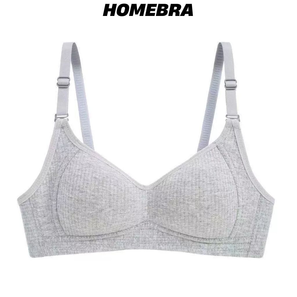 Áo ngực nữ mút mỏng chất cotton gân tăm mềm mại - Áo lót nữ không gọng ôm ngực khóa 3 nấc cài A414