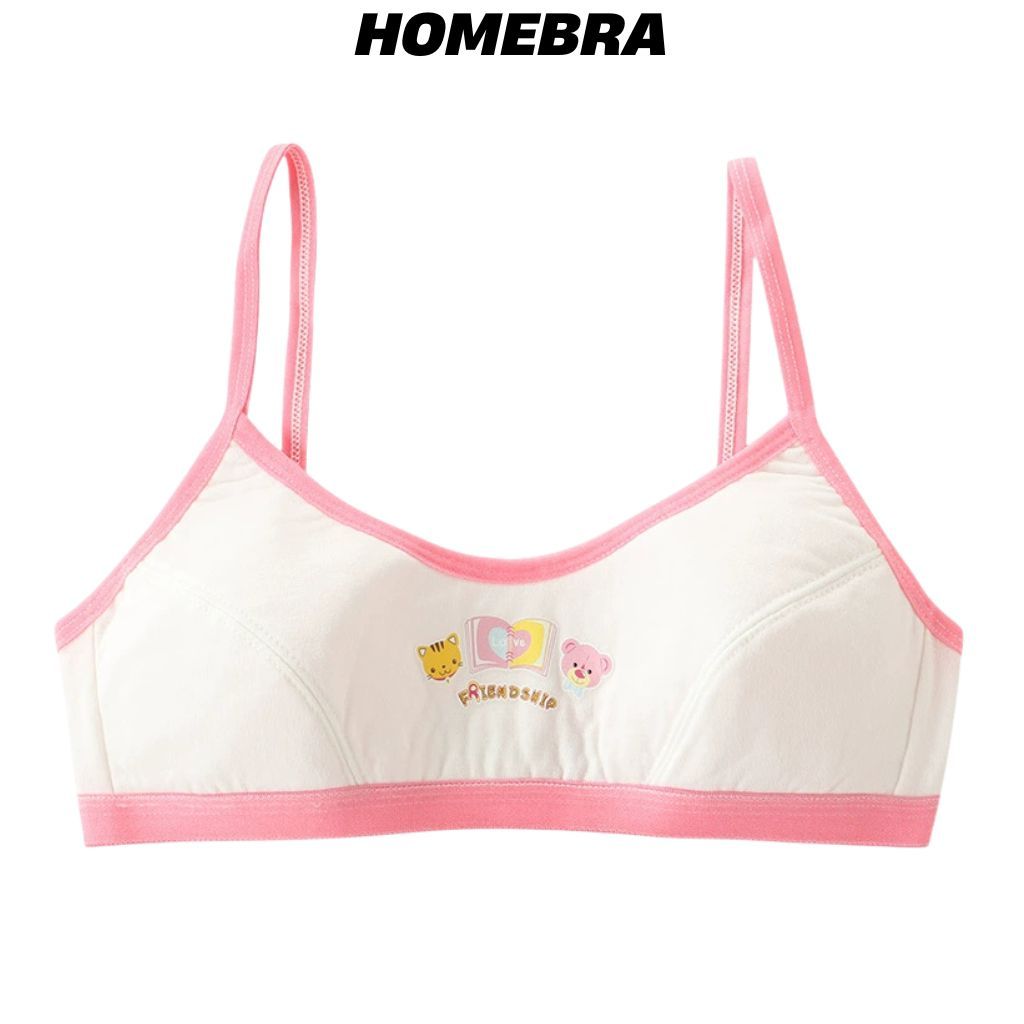 Áo lót bé gái tuổi dậy thì cotton không gọng mút mỏng, Áo ngực cho bé họa tiết cute B528