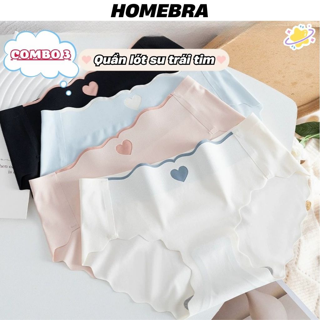 Set 3 Quần lót nữ su đúc họa tiết xinh xắn, Đồ lót nữ quần chip chất su co dãn không lộ viền L8520