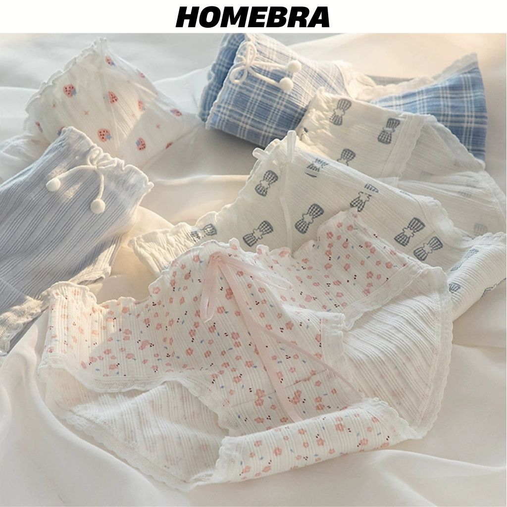 Quần lót nữ cao cấp cotton gân tăm dày dặn- Quần lót cotton kháng khuẩn họa tiết dễ thương cute L128