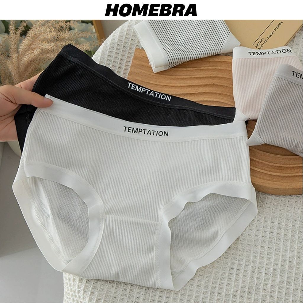 Quần lót nữ thun cotton mềm mại co giãn tốt - Quần chip nữ cạp vừa in chữ cá tính đáy may 2 lớp LY08