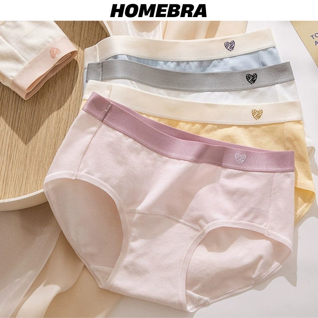 Quần lót nữ cotton cao cấp viền su co dãn tốt - Quần chip nữ cạp vừa tôn dáng trái tim đáng yêu L183