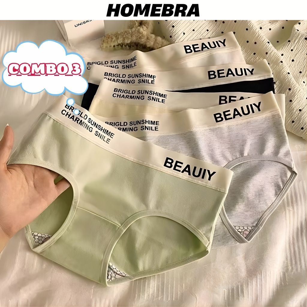 Combo 5 Quần lót nữ cotton cao cấp cạp thun co giãn mềm mại- Set 5 Quần chip nữ cạp chữ cá tính L909