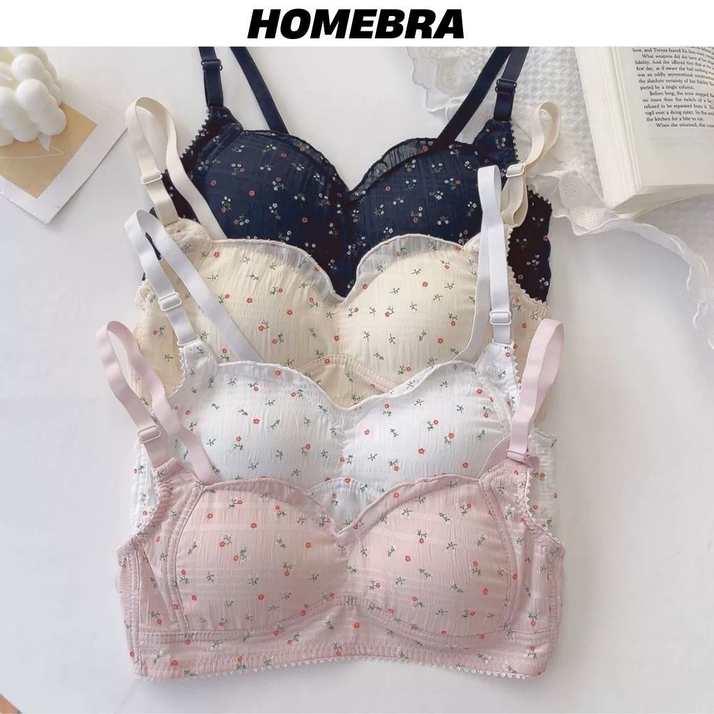 Áo ngực nữ mút mỏng chất cotton đũi phối ren xinh xắn - Áo lót nữ không gọng 3 nấc cài tiện lợi A739
