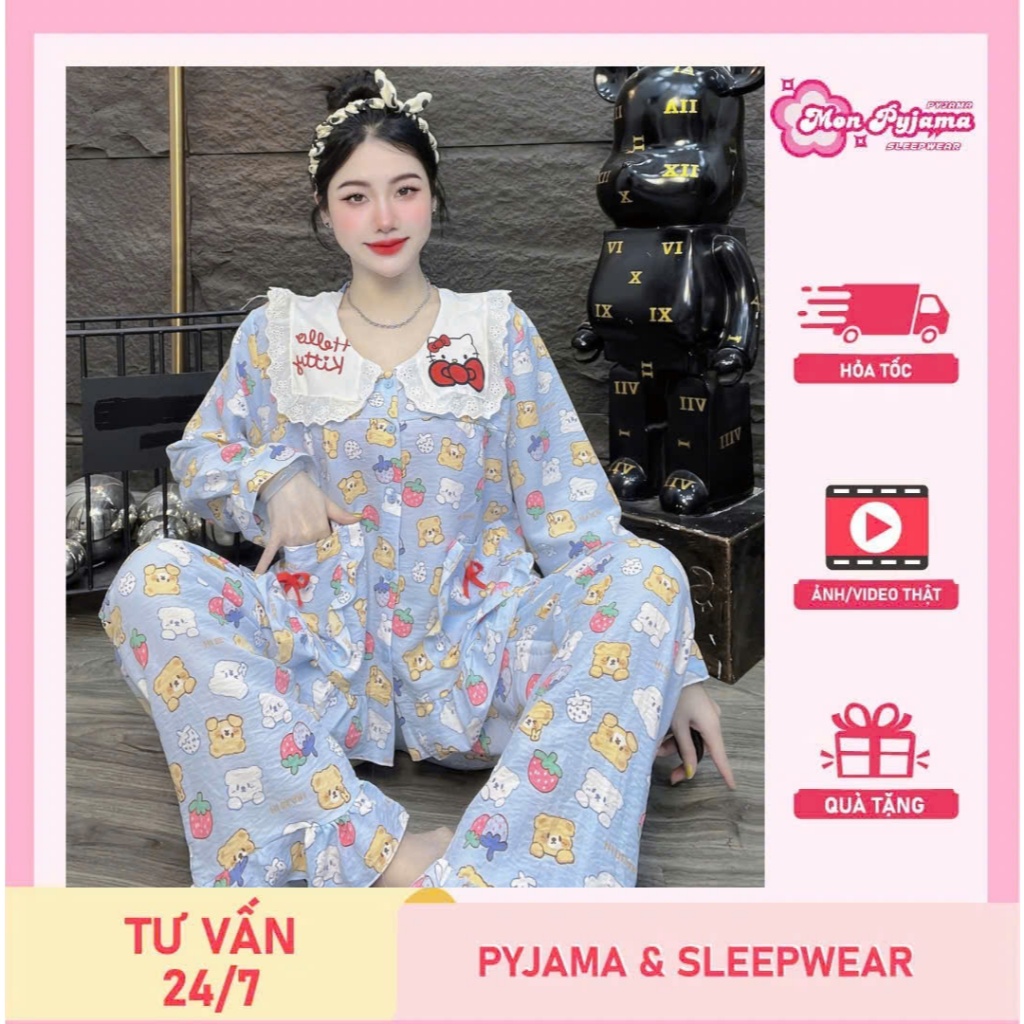 Đồ bộ nữ, đồ ngủ nữ dễ thương, đồ xinh đũi tiểu thư cao cấp nhiều họa tiết hellokitty hottrend [340]