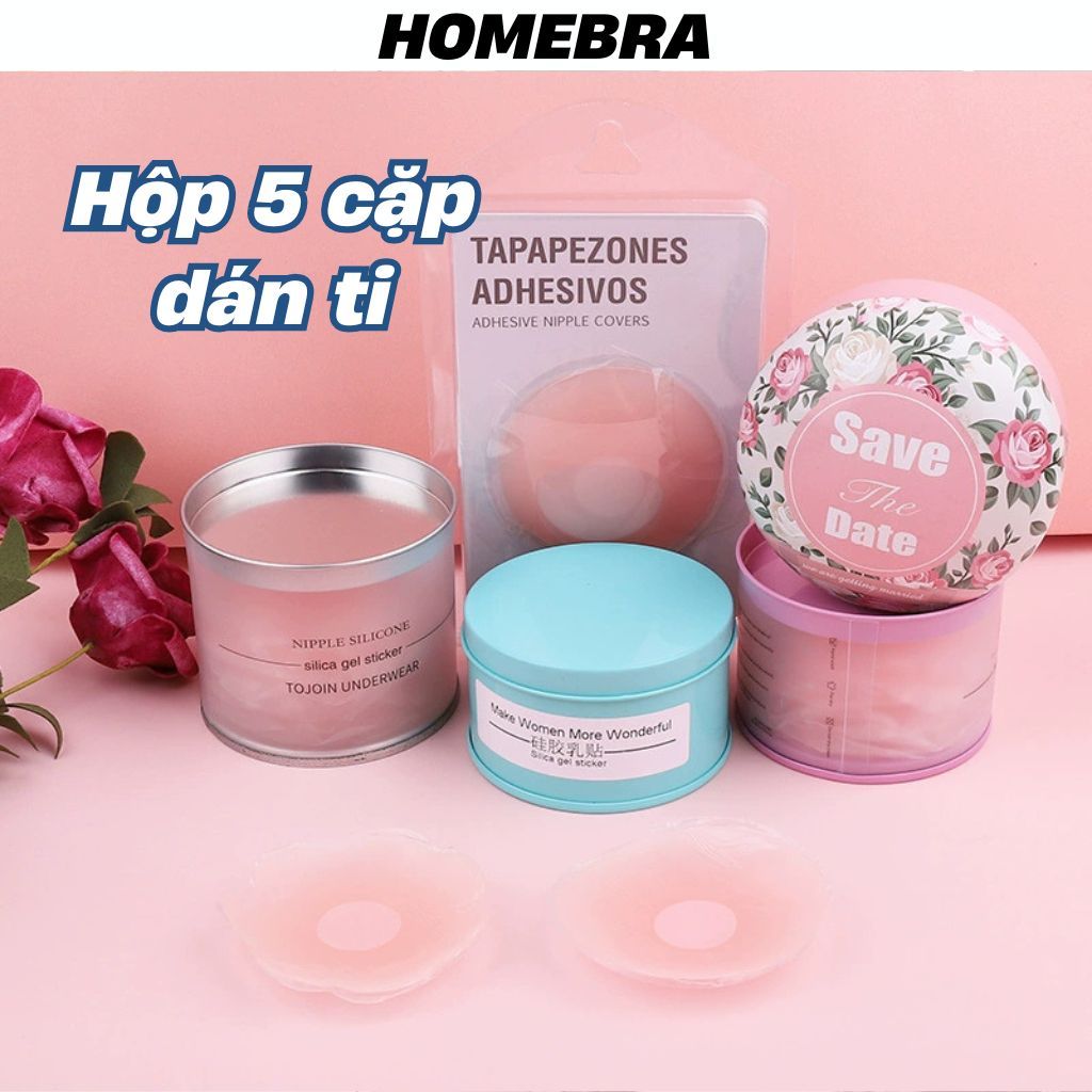 Miếng dán ngực silicon keo bám dính chắc - Hộp 10 Miếng dán ti siêu dính chống nước tái sử dụng H02